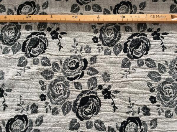 Jaquard Leinen - Rose schwarz Jaquard Leinen - Rose schwarz