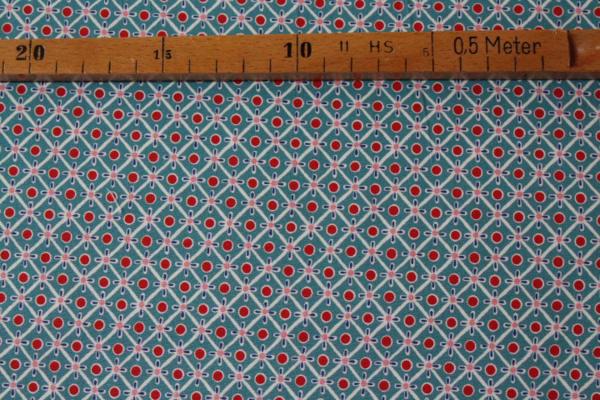 Baumwolle - Emilie - kleines Muster blau/rot Baumwolle - Emilie - kleines Muster blau/rot