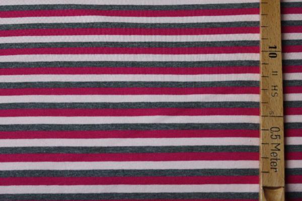 Jersey - BW - Streifen - grau-pink-rose Jersey - BW - Streifen - grau-pink-rose